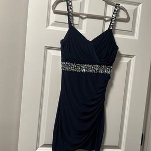Navy party dress bejeweled